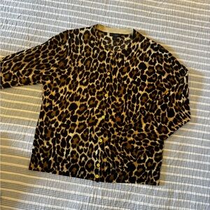 J. Crew Leopard Merino Cardigan